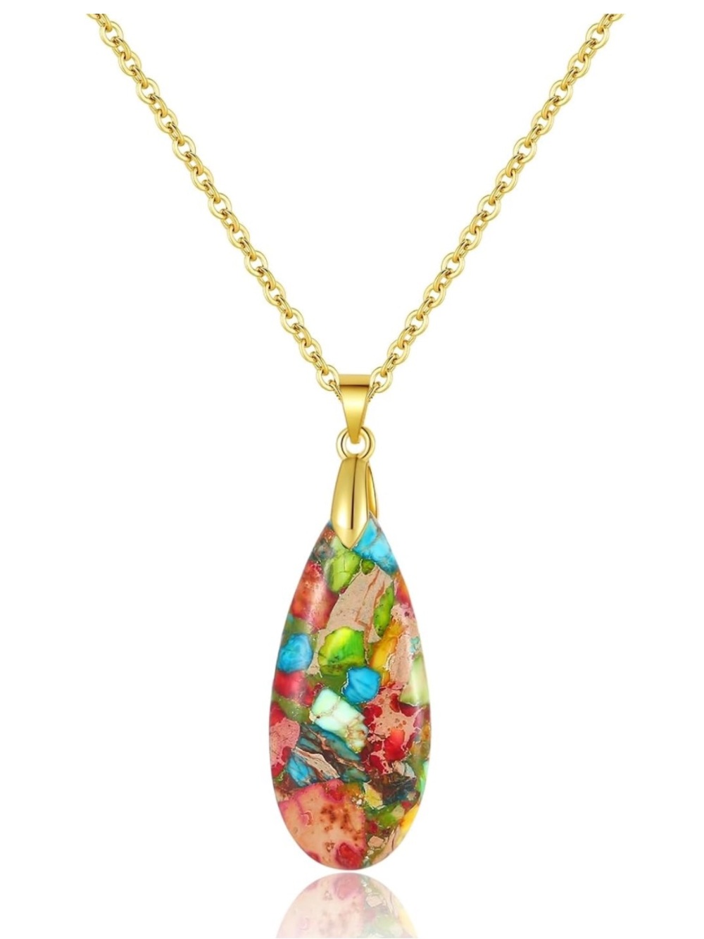 Imperial Jasper Healing Teardrop Necklace